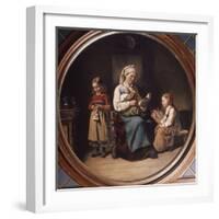 Mother teaching, 1850 oil-Henrik Lund-Framed Giclee Print