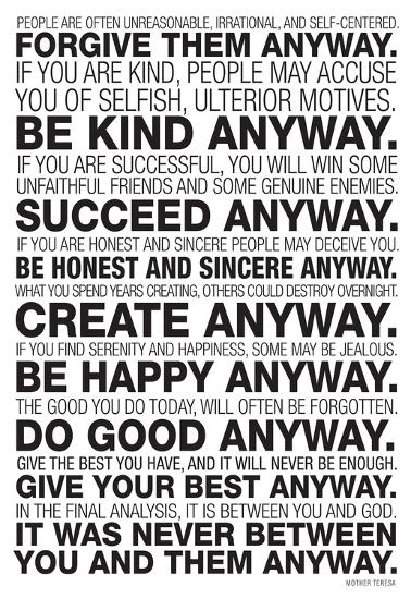 Mother Teresa Anyway Poem Mother Teresa Anyway Poster' Posters | Allposters.com