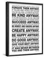 Mother Teresa Anyway Quote Poster-null-Framed Art Print