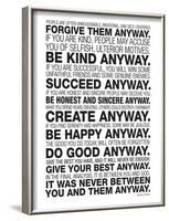 Mother Teresa Anyway Quote Poster-null-Framed Art Print