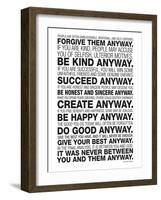 Mother Teresa Anyway Quote Poster-null-Framed Art Print