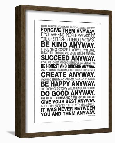 Mother Teresa Anyway Quote Poster-null-Framed Art Print