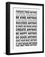 Mother Teresa Anyway Quote Poster-null-Framed Art Print