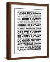 Mother Teresa Anyway Quote Poster-null-Framed Art Print