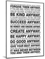 Mother Teresa Anyway Quote Poster-null-Mounted Art Print