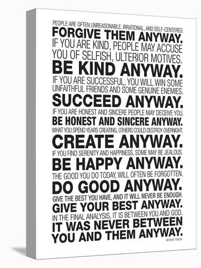 Mother Teresa Anyway Quote Poster-null-Stretched Canvas