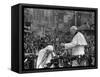 Mother Teresa Ascends the Podium to Stand Side by Side with Pope John Paul II-null-Framed Stretched Canvas