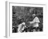 Mother Teresa Ascends the Podium to Stand Side by Side with Pope John Paul II-null-Framed Photographic Print