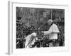 Mother Teresa Ascends the Podium to Stand Side by Side with Pope John Paul II-null-Framed Photographic Print