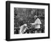 Mother Teresa Ascends the Podium to Stand Side by Side with Pope John Paul II-null-Framed Photographic Print