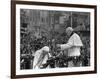 Mother Teresa Ascends the Podium to Stand Side by Side with Pope John Paul II-null-Framed Photographic Print