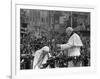 Mother Teresa Ascends the Podium to Stand Side by Side with Pope John Paul II-null-Framed Photographic Print