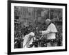 Mother Teresa Ascends the Podium to Stand Side by Side with Pope John Paul II-null-Framed Photographic Print