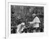 Mother Teresa Ascends the Podium to Stand Side by Side with Pope John Paul II-null-Framed Photographic Print