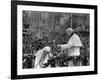 Mother Teresa Ascends the Podium to Stand Side by Side with Pope John Paul II-null-Framed Photographic Print