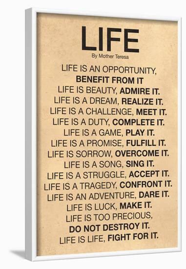 Mother Teresa Life Quote Poster-null-Framed Poster
