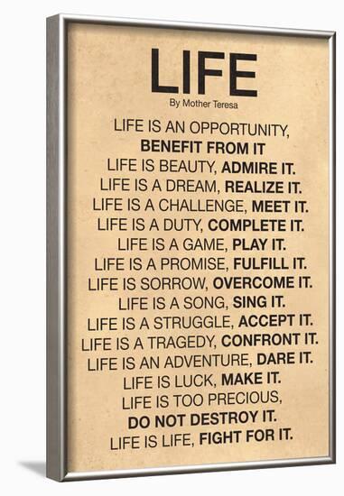 Mother Teresa Life Quote Poster-null-Framed Poster