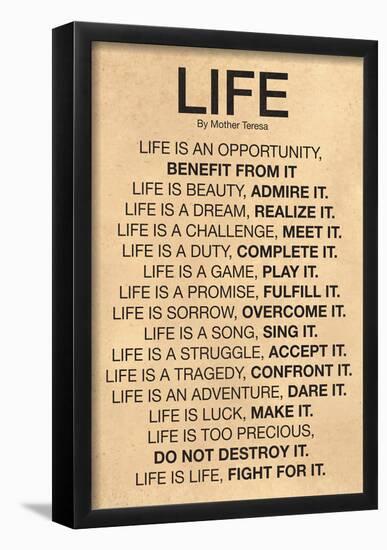 Mother Teresa Life Quote Poster-null-Framed Poster