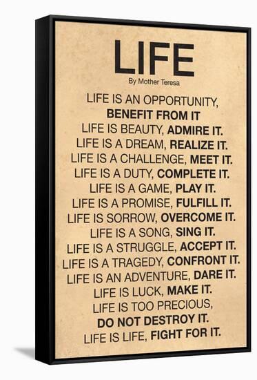 Mother Teresa Life Quote Poster-null-Framed Stretched Canvas