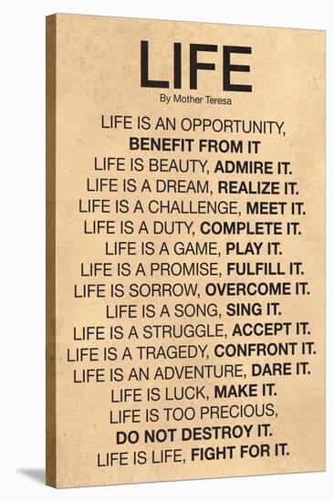 Mother Teresa Life Quote Poster-null-Stretched Canvas