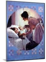 Mother Tucking Children into Bed-Norman Rockwell-Mounted Giclee Print