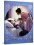 Mother Tucking Children into Bed-Norman Rockwell-Stretched Canvas