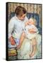 Mother Washing The Tired Child-Mary Cassatt-Framed Stretched Canvas