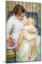 Mother Washing The Tired Child-Mary Cassatt-Mounted Art Print