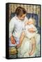 Mother Washing The Tired Child-Mary Cassatt-Framed Stretched Canvas