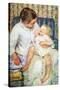 Mother Washing The Tired Child-Mary Cassatt-Stretched Canvas