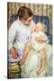 Mother Washing The Tired Child-Mary Cassatt-Stretched Canvas