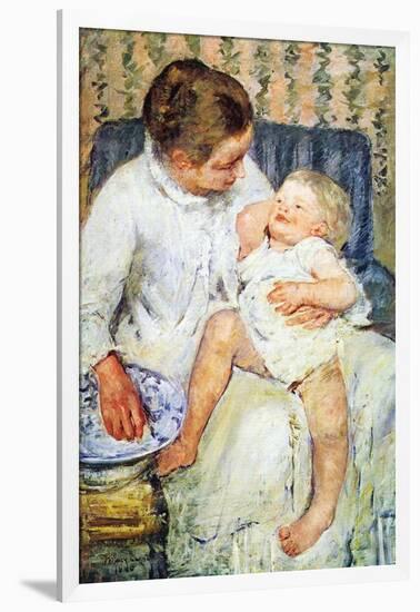 Mother Washing The Tired Child-Mary Cassatt-Framed Art Print