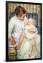 Mother Washing The Tired Child-Mary Cassatt-Framed Art Print