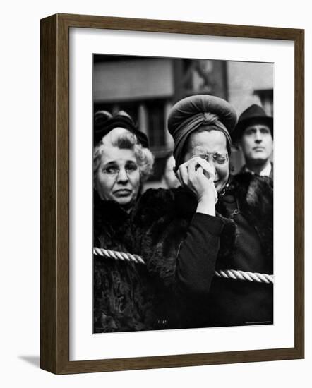 Mother Weeping After Saying Goodbye to Her Serviceman Son at Pennsylvania Station-Alfred Eisenstaedt-Framed Photographic Print
