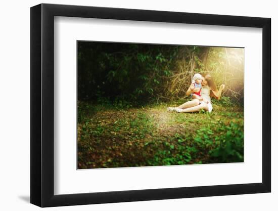 Mother with Child in A Fairy-Tale Forest-dariazu-Framed Photographic Print