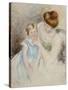 Mother with Left Hand Holding Sara's Chin-Mary Cassatt-Stretched Canvas