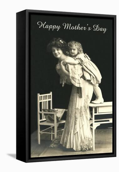 Mother with Little Girl on Back-null-Framed Stretched Canvas