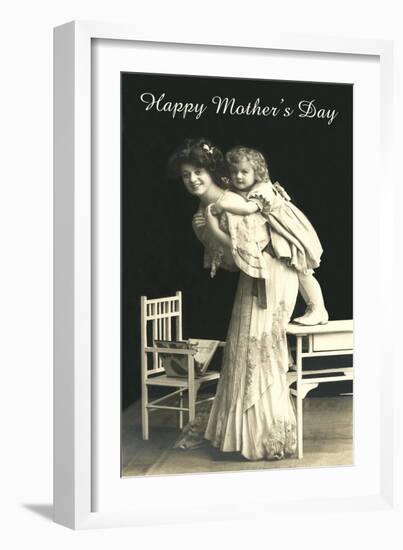 Mother with Little Girl on Back-null-Framed Art Print