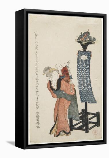 Mother with Pointing Baby, Late 18th-Early 19th Century-Kubo Shunman-Framed Stretched Canvas