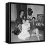 Mother with Son and Daughter in Living Room, Ca. 1960-null-Framed Stretched Canvas