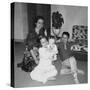 Mother with Son and Daughter in Living Room, Ca. 1960-null-Stretched Canvas