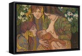 Motherhood, 1905 (Pastel on Paper)-Stanislaw Wyspianski-Framed Stretched Canvas