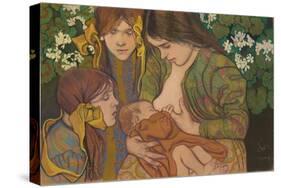 Motherhood, 1905 (Pastel on Paper)-Stanislaw Wyspianski-Stretched Canvas