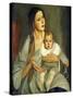 Motherhood, (Oil on Canvas)-Boris Dmitrievich Grigoriev-Stretched Canvas