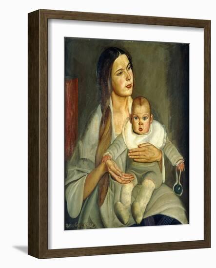 Motherhood, (Oil on Canvas)-Boris Dmitrievich Grigoriev-Framed Giclee Print