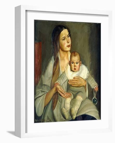 Motherhood, (Oil on Canvas)-Boris Dmitrievich Grigoriev-Framed Giclee Print