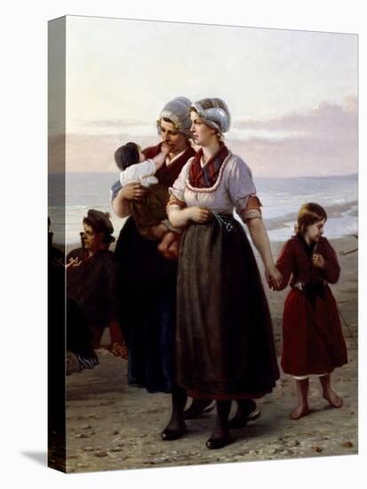 Mothers and Children, Detail from Summer on a Breton Beach-Henri-Jacques Bource-Stretched Canvas