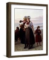 Mothers and Children, Detail from Summer on a Breton Beach-Henri-Jacques Bource-Framed Giclee Print