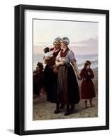 Mothers and Children, Detail from Summer on a Breton Beach-Henri-Jacques Bource-Framed Giclee Print