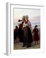 Mothers and Children, Detail from Summer on a Breton Beach-Henri-Jacques Bource-Framed Giclee Print